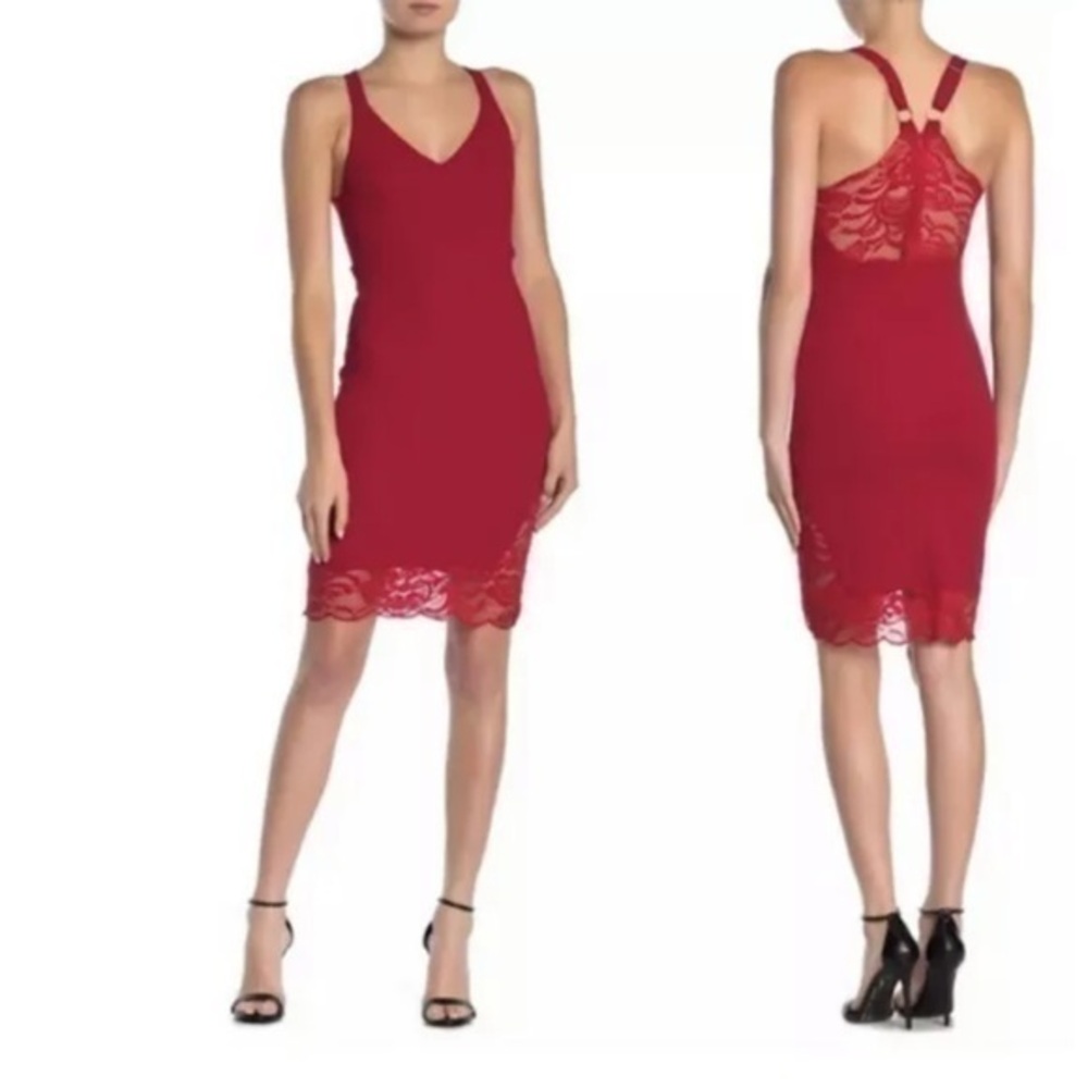 Velvet Torch Lace Racerback Sheath Mini Dress